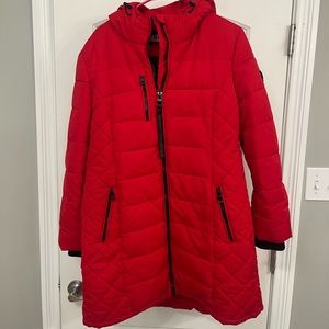 Womens Guess Red bubble jacket!!! Size Large